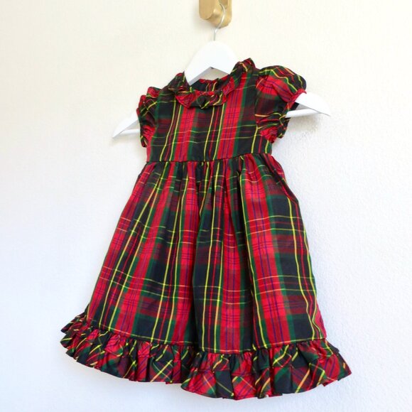 NEW! Ralph Lauren Plaid Tartan Dress with Bloomers Holiday Red Baby 18 Months - Picture 2 of 8